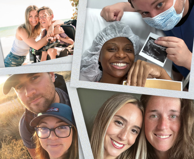 A collage of 4 couples from the Fertility Out Loud Docuseries