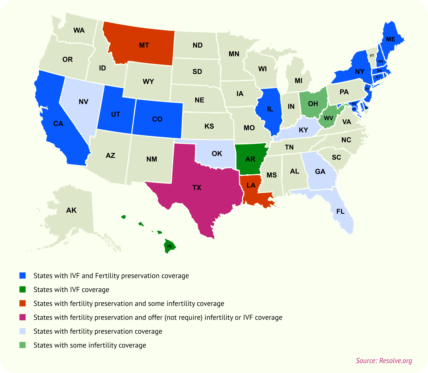 United States map of fertility coverage